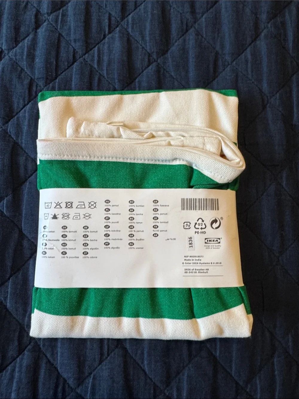 IKEA Green and White Striped SOMMAR 2019 Pillow Cover
